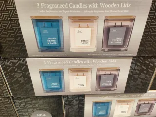 Set de 3 velas Torc con tapas de madera