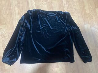 Top terciopelo MNG negro talla L
