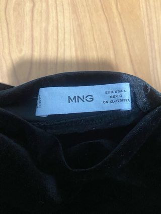 Top terciopelo MNG negro talla L