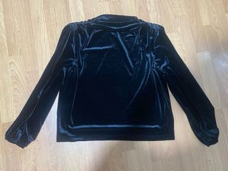 Top terciopelo MNG negro talla L