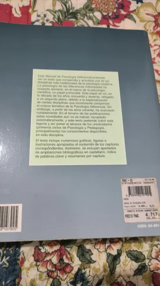 Psicología diferencial 640 páginas como nuevo