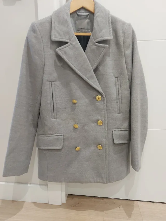 Abrigo doble botonadura gris talla M