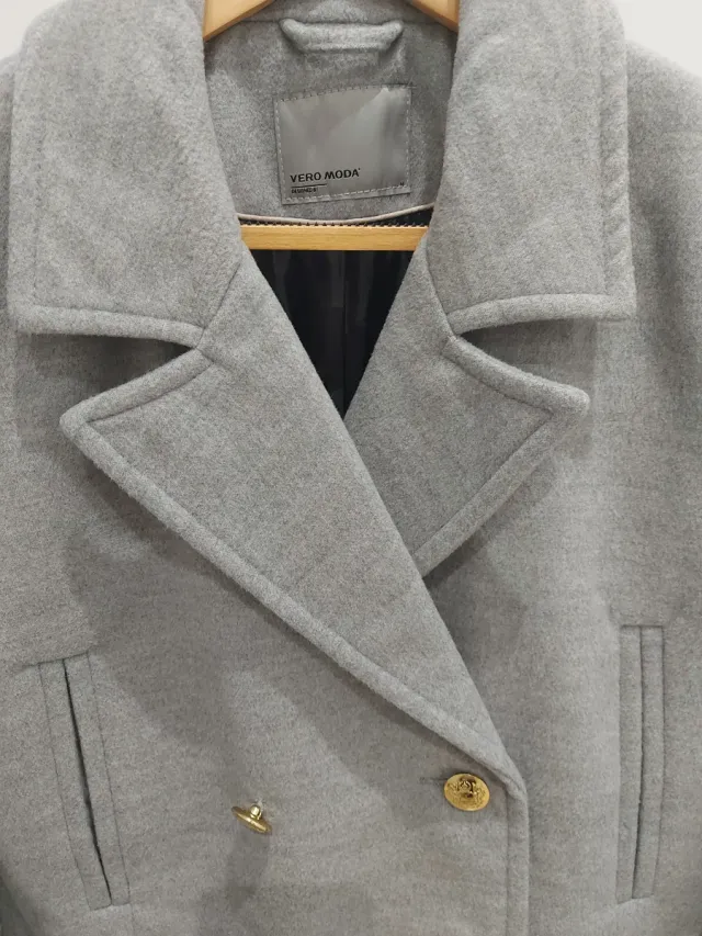 Abrigo doble botonadura gris talla M