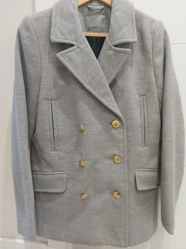 Abrigo doble botonadura gris talla M