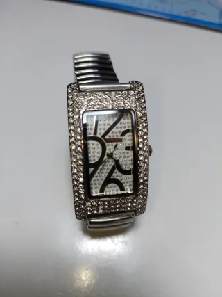 Reloj y brazalete plateado bijoux Brigitte