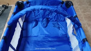 Cuna de viaje plegable azul