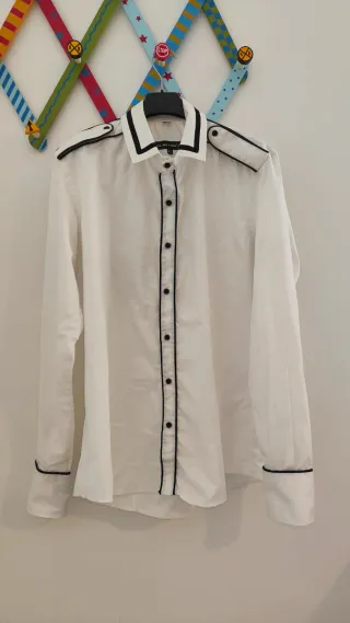 Camicia bianca CLAYTON con profili neri