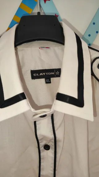 Camicia bianca CLAYTON con profili neri