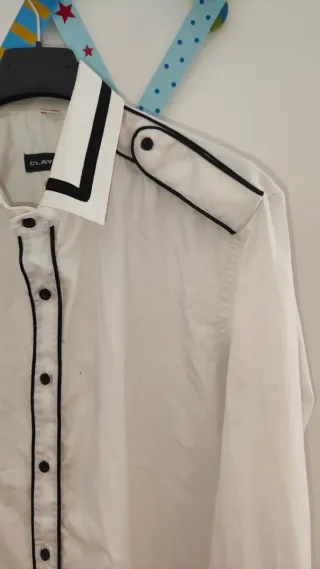 Camicia bianca CLAYTON con profili neri