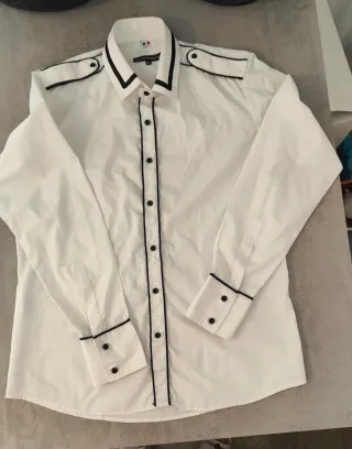 Camicia bianca CLAYTON con profili neri
