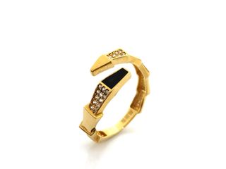 E1799346-43	 Sortija Oro 18k Con Circonita Negra