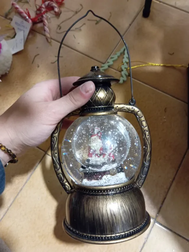 Candelabro Papá Noel Nieve a Pilas