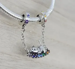 Cadena Seguridad Gato Animal Pulsera Pandora Plata