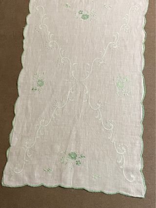 Ricamo Deledda Lino Verde Anni '60