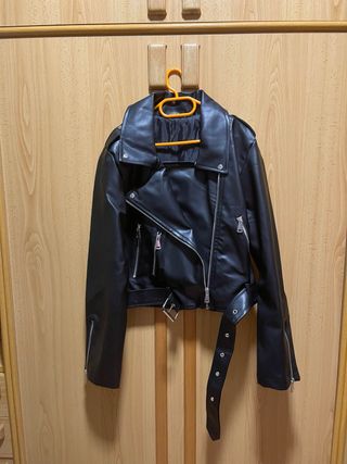 Chaqueta Biker Cuero Negra