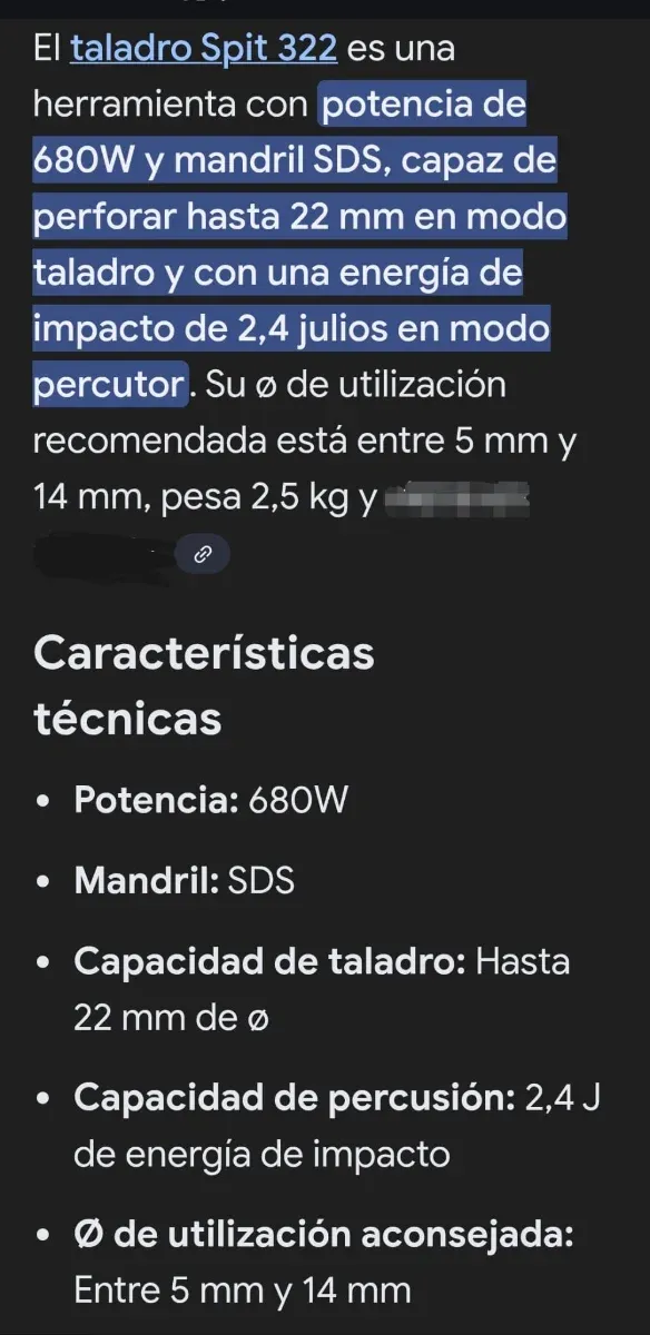 Taladro percutor Spit 322