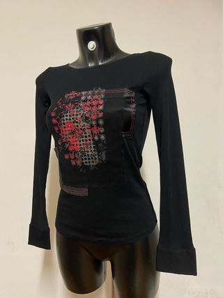 Top nero vintage y2k fairy urban glam cottage