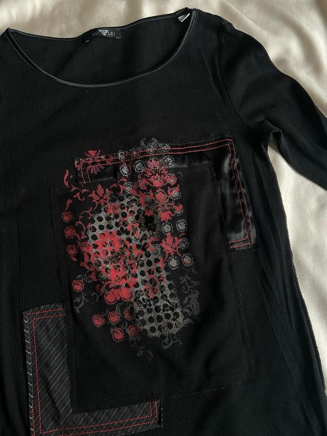 Top nero vintage y2k fairy urban glam cottage