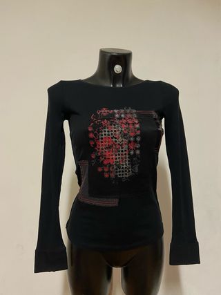 Top nero vintage y2k fairy urban glam cottage