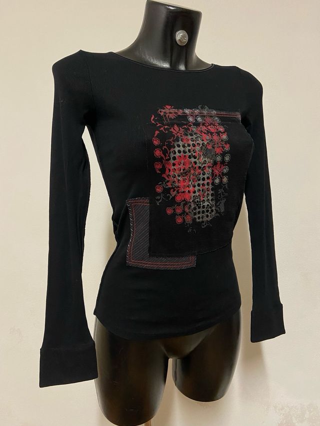 Top nero vintage y2k fairy urban glam cottage