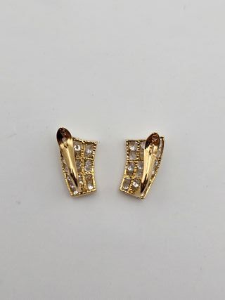 Pendientes de Oro 18K, Piedras Blancas, 2gr, 1cm