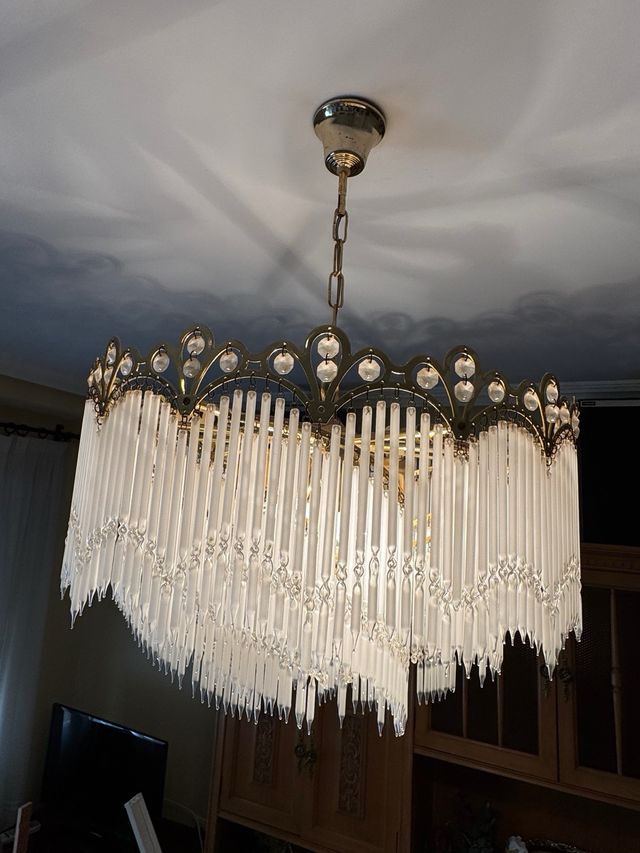 Lámpara colgante de cristal y metal