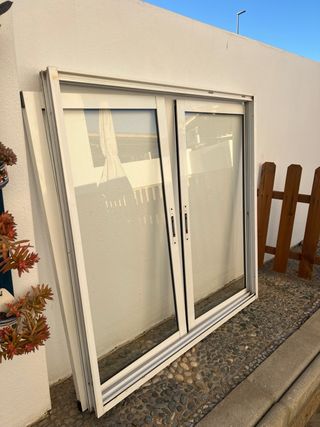 Ventana corredera aluminio blanca MEDIDAS:120*120