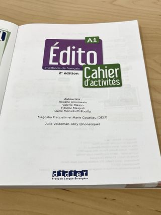 Libro francés ÉDITO A1 CAHIER D'ACTIVITÉS