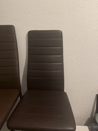 4 Sillas Comedor Piel Sintética Marrón