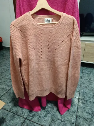 Jersey punto cuello redondo azul