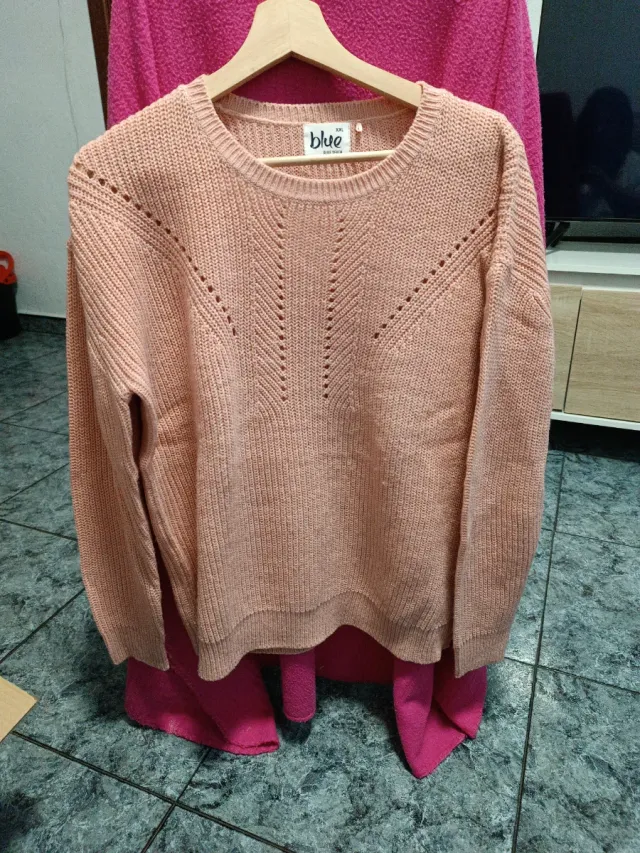 Jersey punto cuello redondo azul