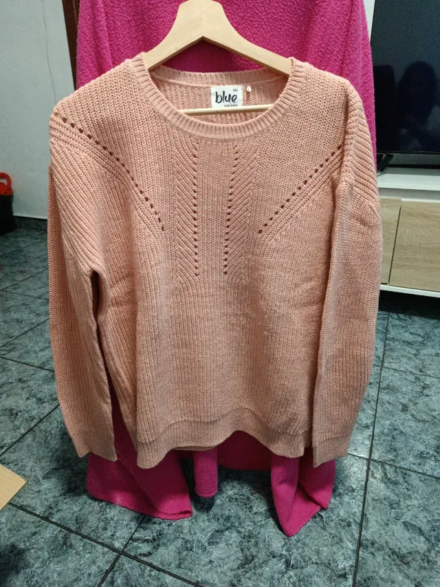 Jersey punto cuello redondo azul