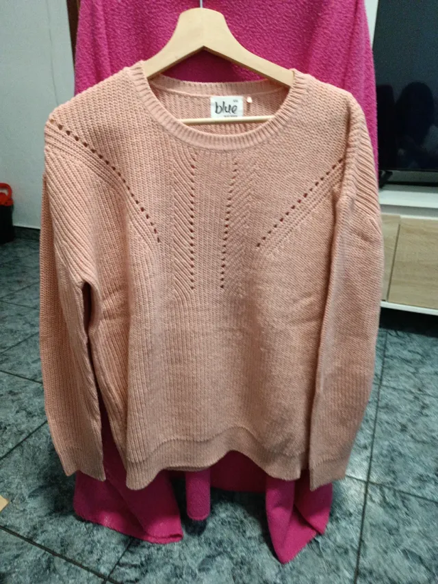 Jersey punto cuello redondo azul