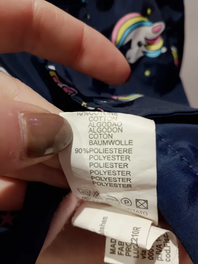 Chaqueta impermeable unicornios azul marino tall 8