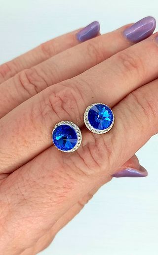 Pendientes de plata con centro azul