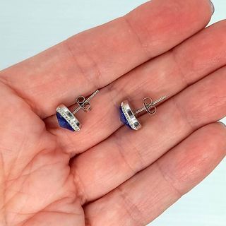 Pendientes de plata con centro azul