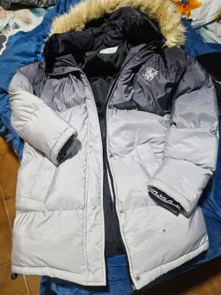 Abrigo SikSilk Plumas Negro/Gris Talla S