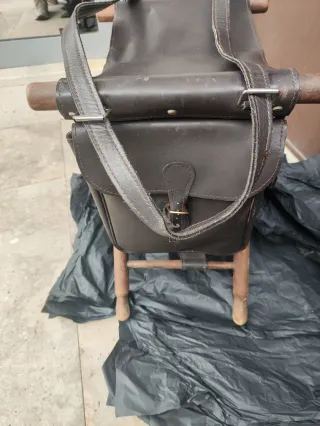 Silla plegable cuero y madera