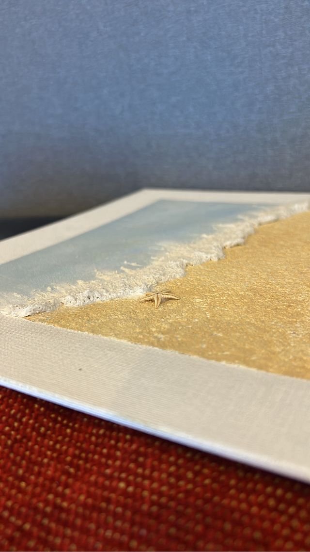 Cuadro mar relieve arena y ola