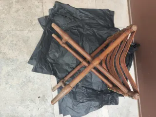 Silla plegable cuero y madera