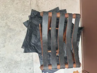 Silla plegable cuero y madera