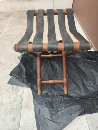 Silla plegable cuero y madera