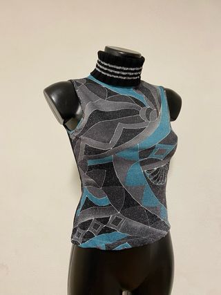 Top collo alto smanicato glam y2k urban fairycore