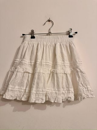 Minifalda blanca volantes Talla S