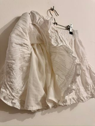 Minifalda blanca volantes Talla S