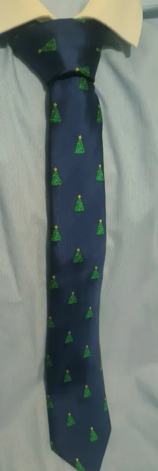 Corbata NAVIDAD árbol verde azul