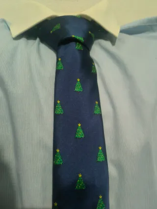 Corbata NAVIDAD árbol verde azul