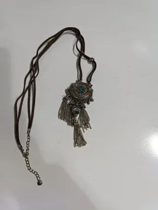 Colgante mujer metal plateado turquesa