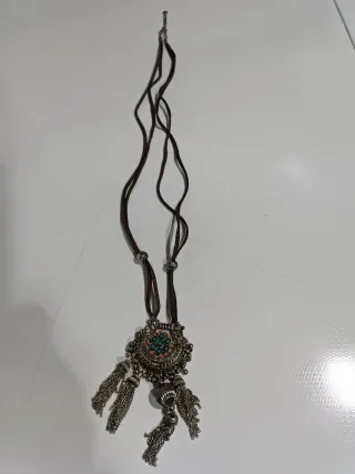 Colgante mujer metal plateado turquesa