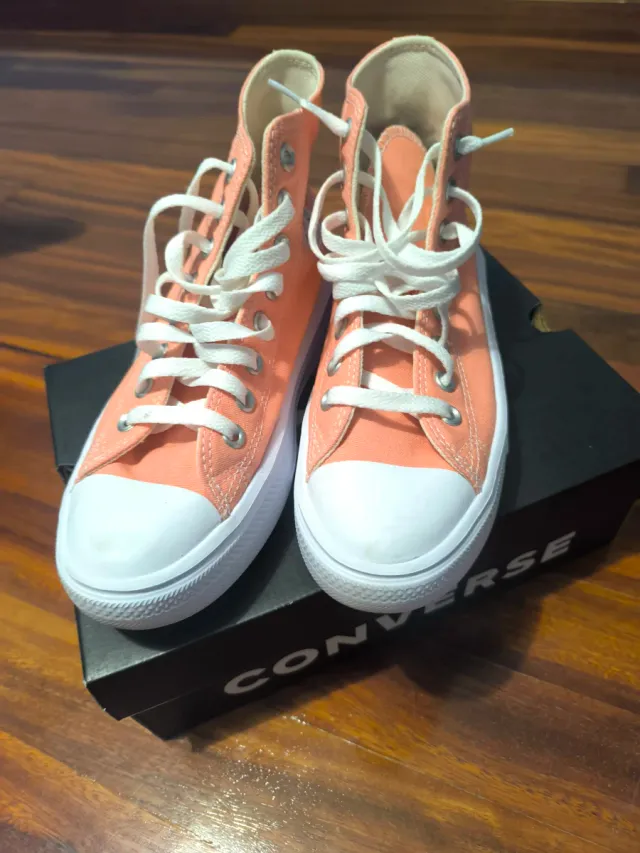 Playeros Converse Altos Rosas y Blancos